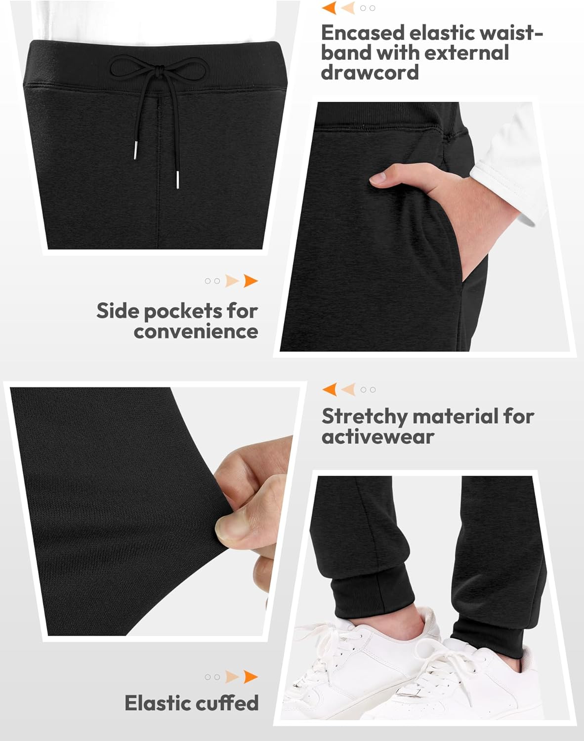 5Pack Boys Sweatpants Kids Athletic Pants Soft Joggers Sweat Pants with Pockets Drawstring Boys Workout Clothes - Image 5