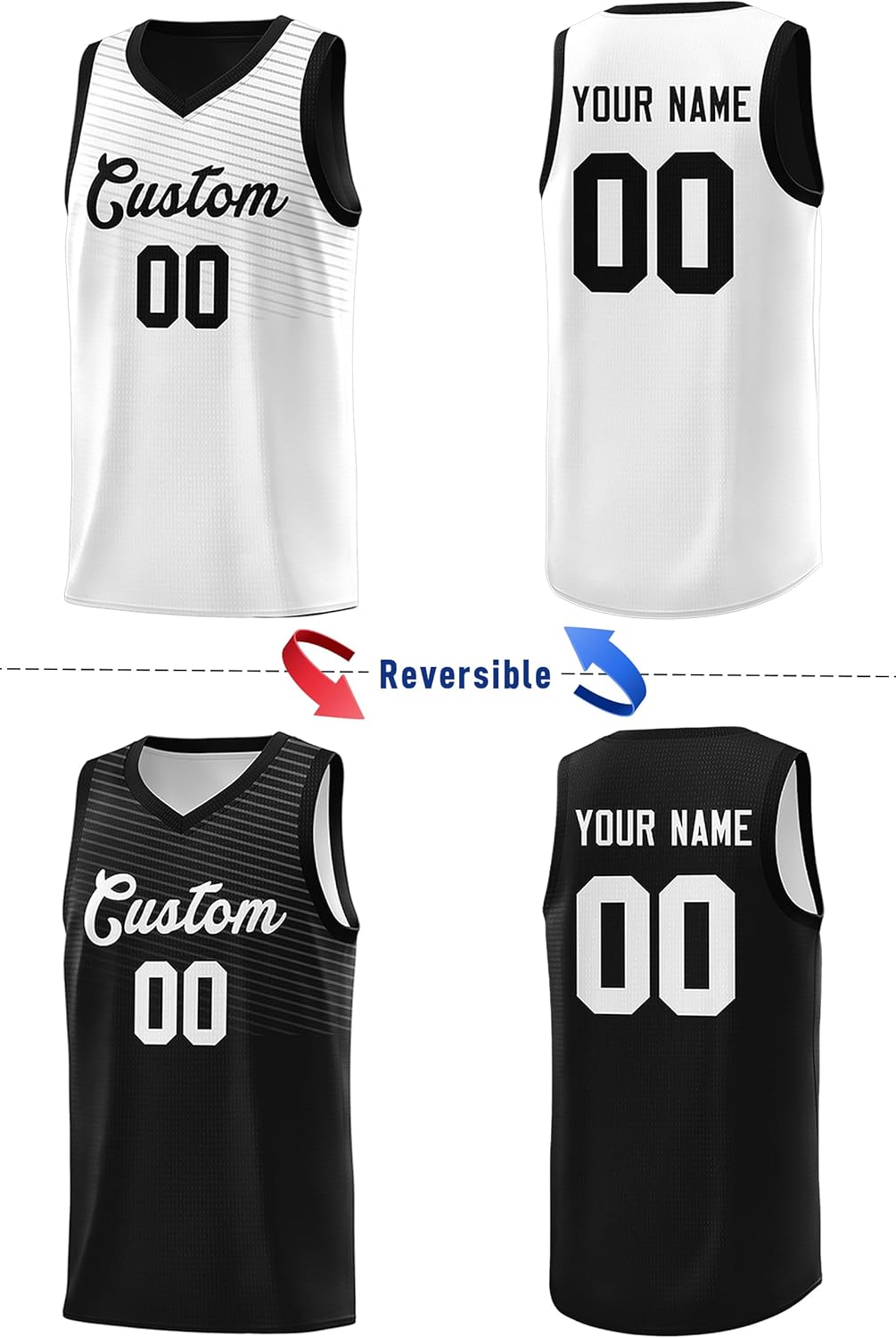 Custom Reversible Basketball Jersey Uniform Suit for Men Women Kids Personalized Jerseys Printed Name Number Logo - Image 2