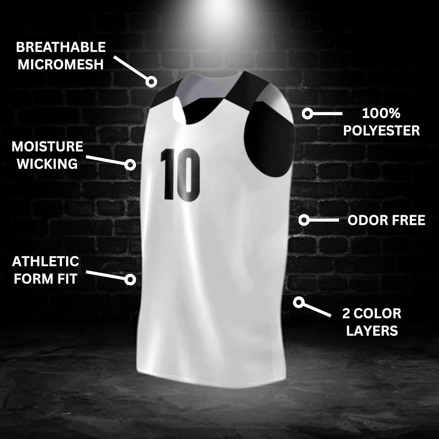 Reversible Basketball Jersey for Men with Number | Individual Jersey for Games or Scrimmage | Black/White - Image 3