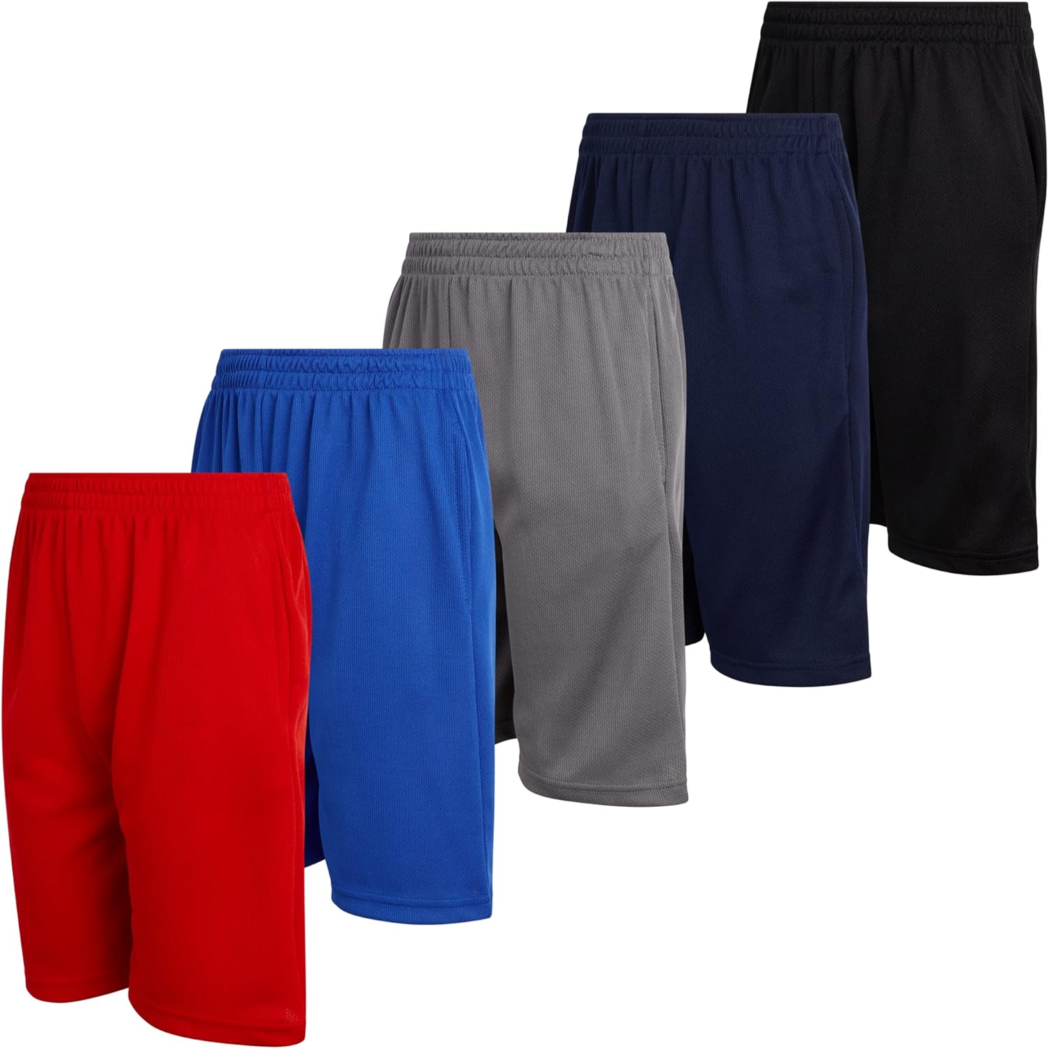 Mad Game Boys Athletic Shorts - 5 Pack Athletic Performance Mesh Running Basketball Shorts for Boys with Pockets (Sizes 8-18) - Image 8