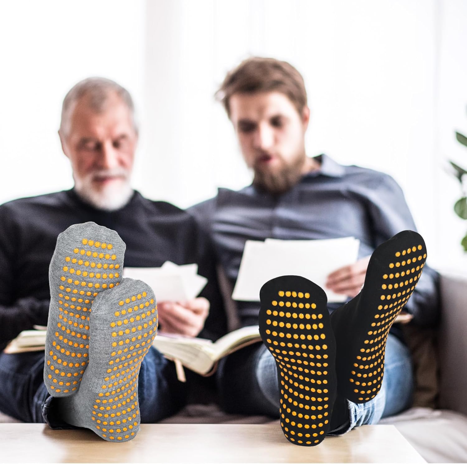 Sureio 50 Pairs Non Slip Slipper Socks with Grips Men's Anti Skid Yoga Socks with Gripper Workout Pilates Hospital - Image 6
