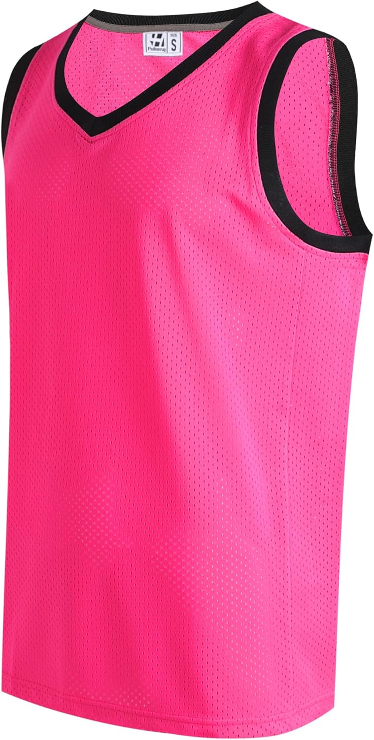 Pullonsy Men's Mesh Athletic Basketball Jersey V-Neck Hip Hop Sports Shirts Fans Tank Top