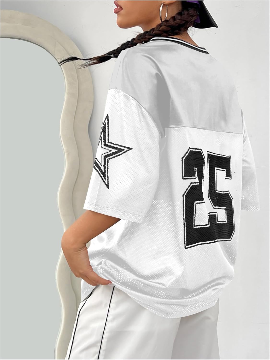 Verdusa Jersey Shirts for Women Y2K Graphic Tees Oversized Streetwear T Shirt V Neck Football Jersey - Image 2