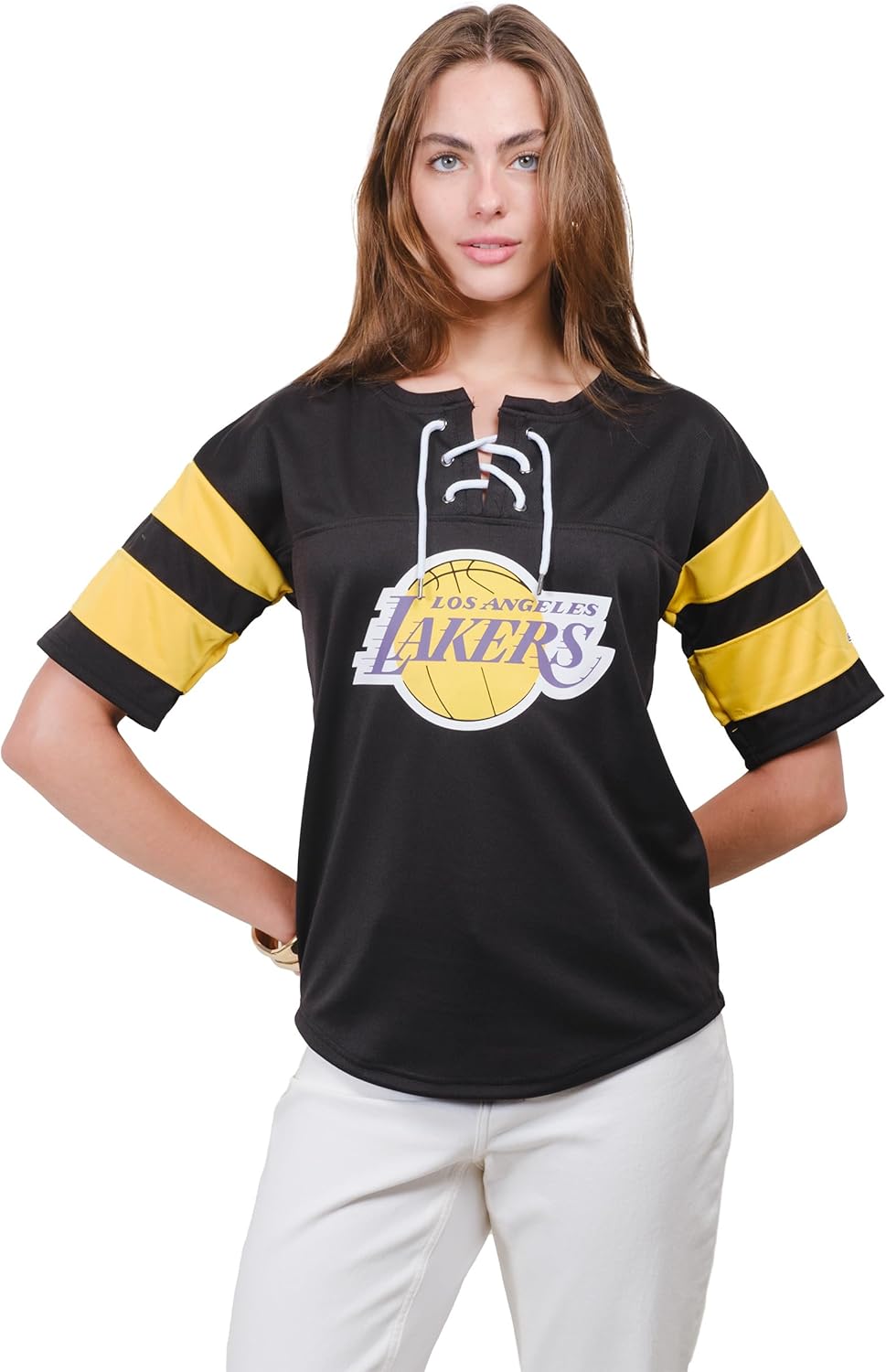 Ultra Game Women's NBA Official Super Soft Mesh Lace-up Jersey Shirt