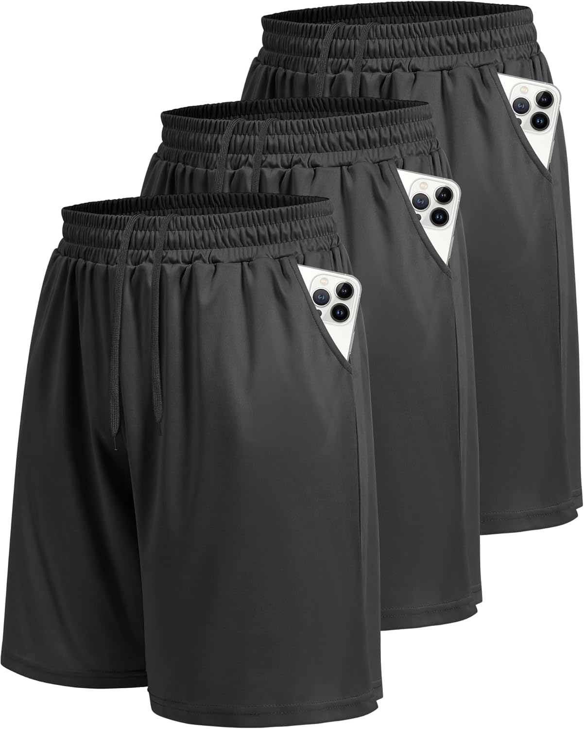 LalaHooK 3 Pack Athletic Gym Mens Shorts - Casual Black Quick Dry Basketball Shorts with Pockets for Workout Running - Image 6