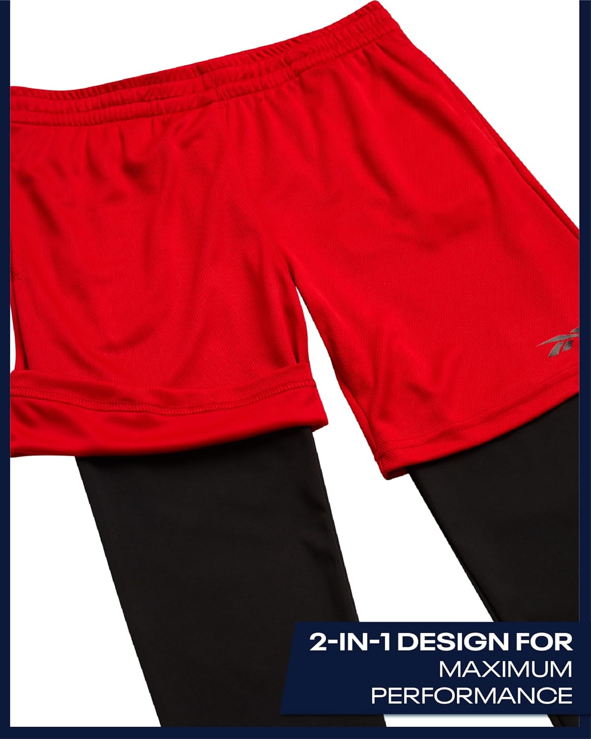 Reebok Boys Basketball Shorts - 2 Pack 2-in-1 Boys Athletic Shorts for Running with Compression Leggings Pockets & Drawstring - Image 4