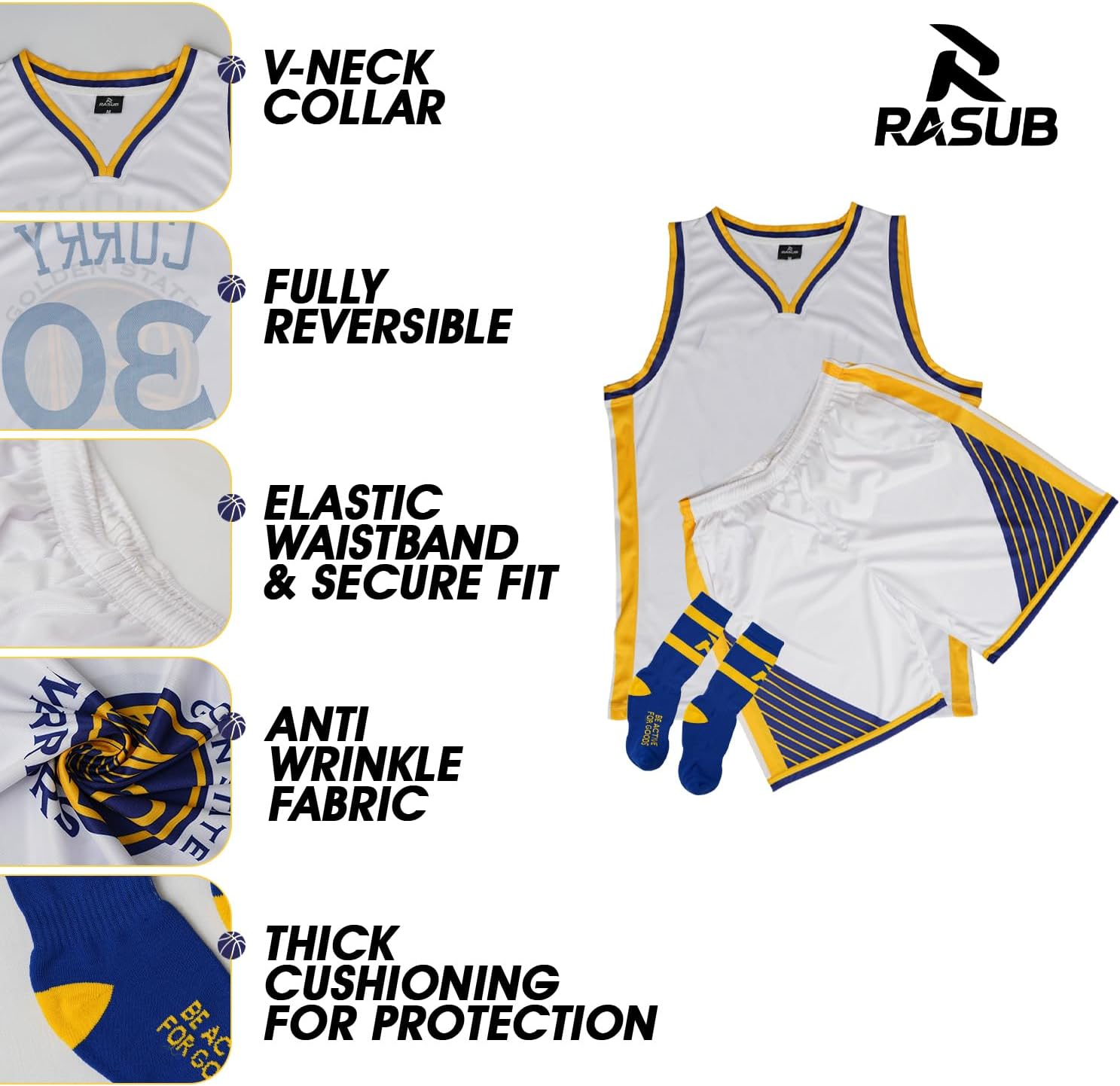 Adult Basketball Jersey 3 Piece Kit Sleeveless Mens Fan Jersey Athletic Mesh Top Sports Outfit - Image 2