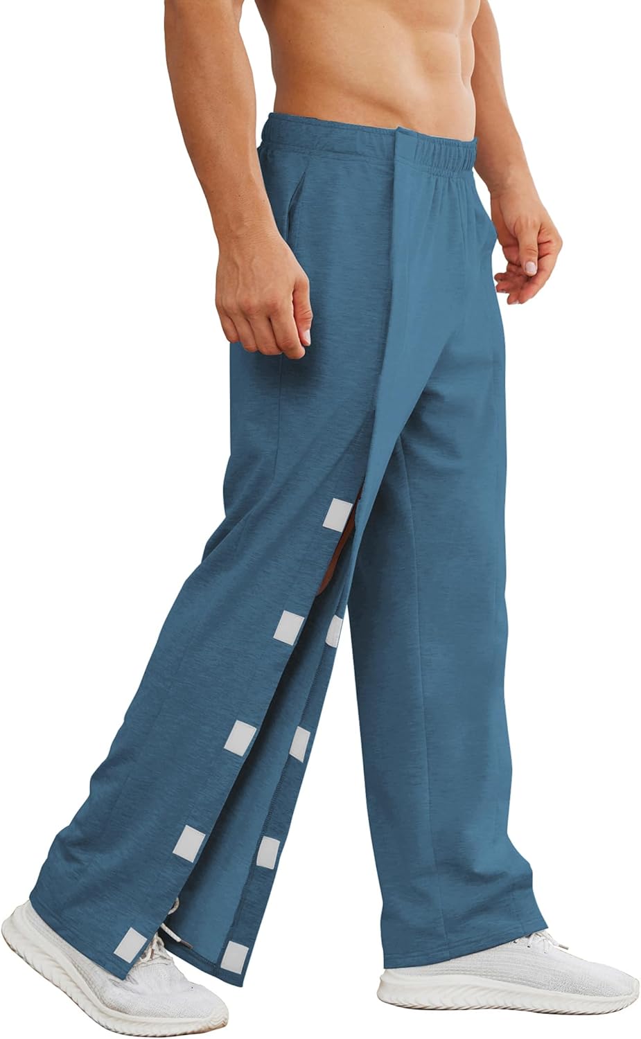 Deyeek Tear Away Pants for Men Easy Open Side Wide Leg Post Surgery Pants Soft Adaptive Breakaway Sweatpants with Pockets - Image 13