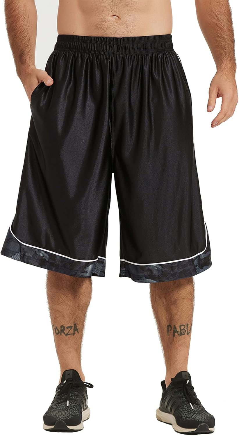 HQUEC Men's 12" Athletic Shorts Long Basketball Workout Shorts Below Knee Loose-Fit with Pockets - Image 24