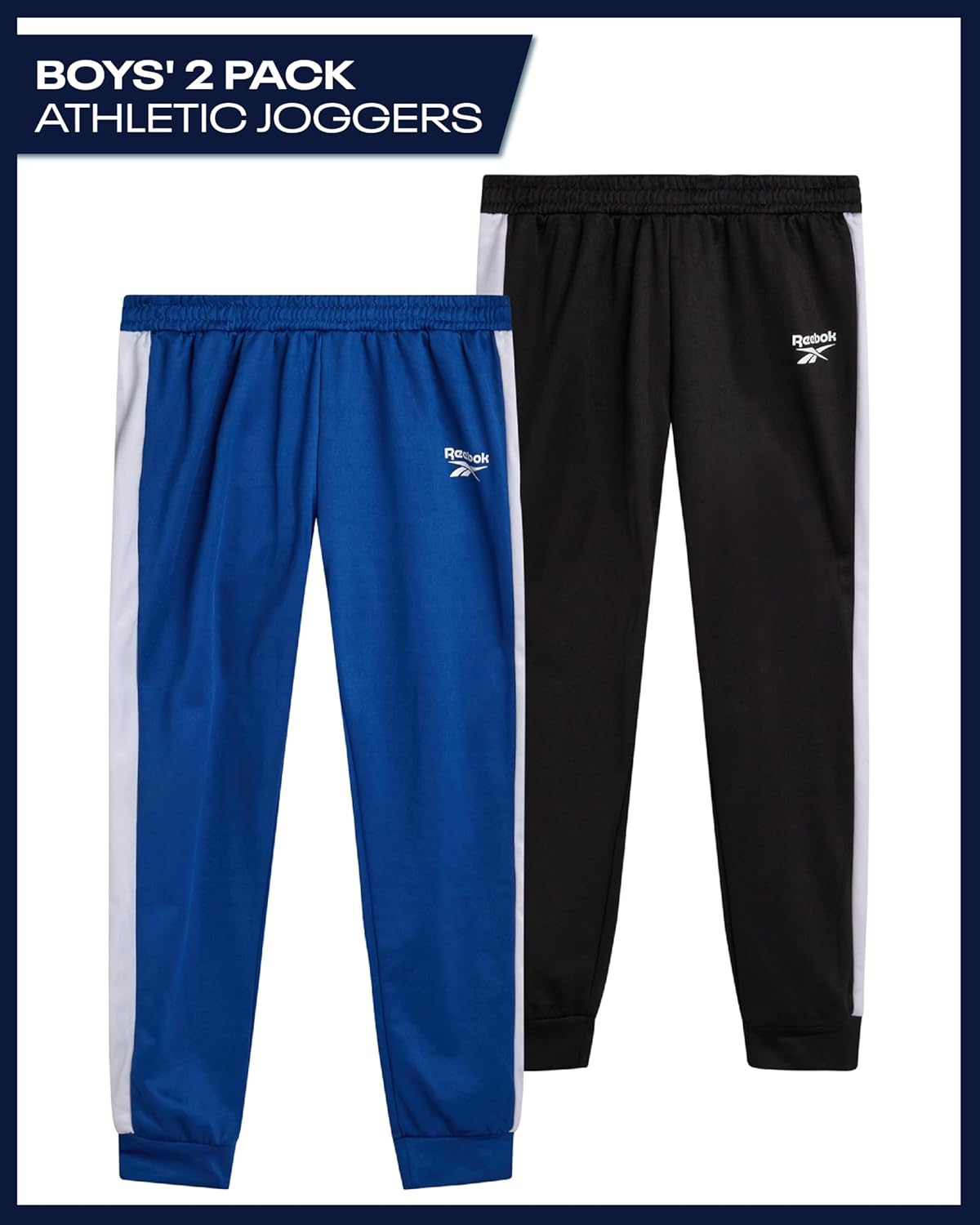 Reebok Boys Sweatpants - 2 Pack Performance Tricot Boys Joggers Athletic Pants with Elastic Waistband (Sizes Run Small) - Image 2
