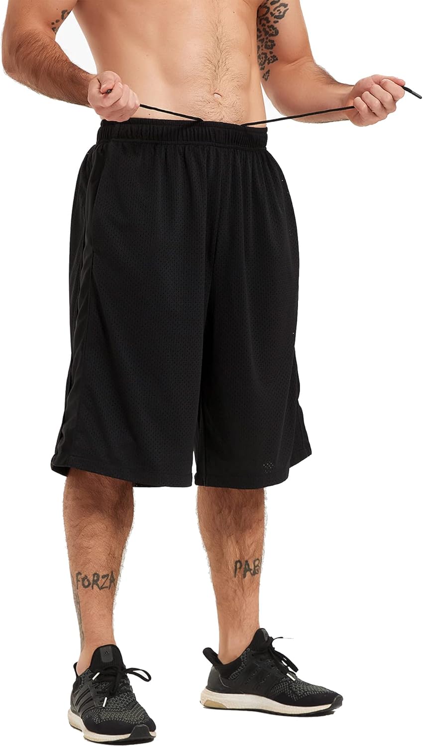 HQUEC Men's 12" Athletic Shorts Long Basketball Workout Shorts Below Knee Loose-Fit with Pockets - Image 3