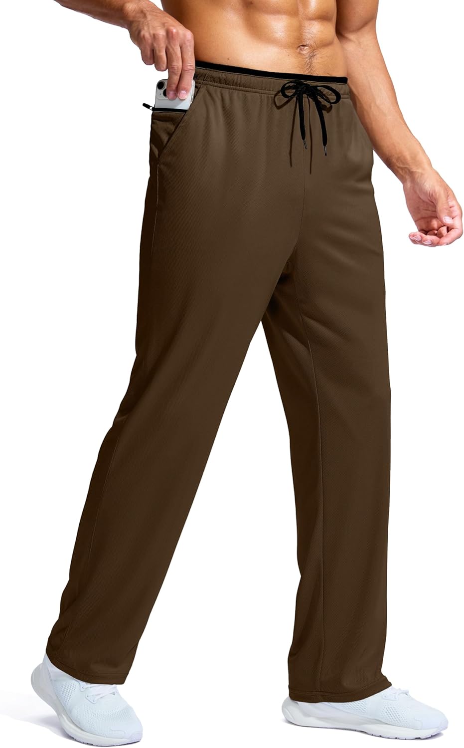 Pudolla Men's Lightweight Mesh Sweatpants Loose Fit Open Bottom Athletic Workout Gym Pants with Zipper Pockets - Image 11