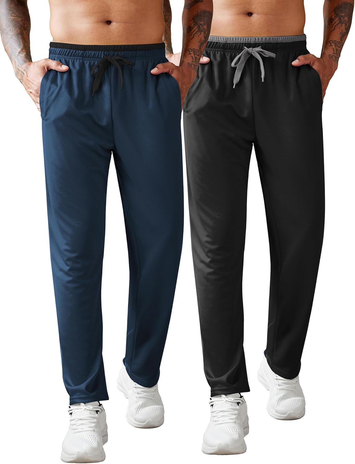 COOFANDY Mens Athletic Workout Pants Open Bottom Sweatpants Mesh Gym Pants for Runnning, Training,Casual - Image 12