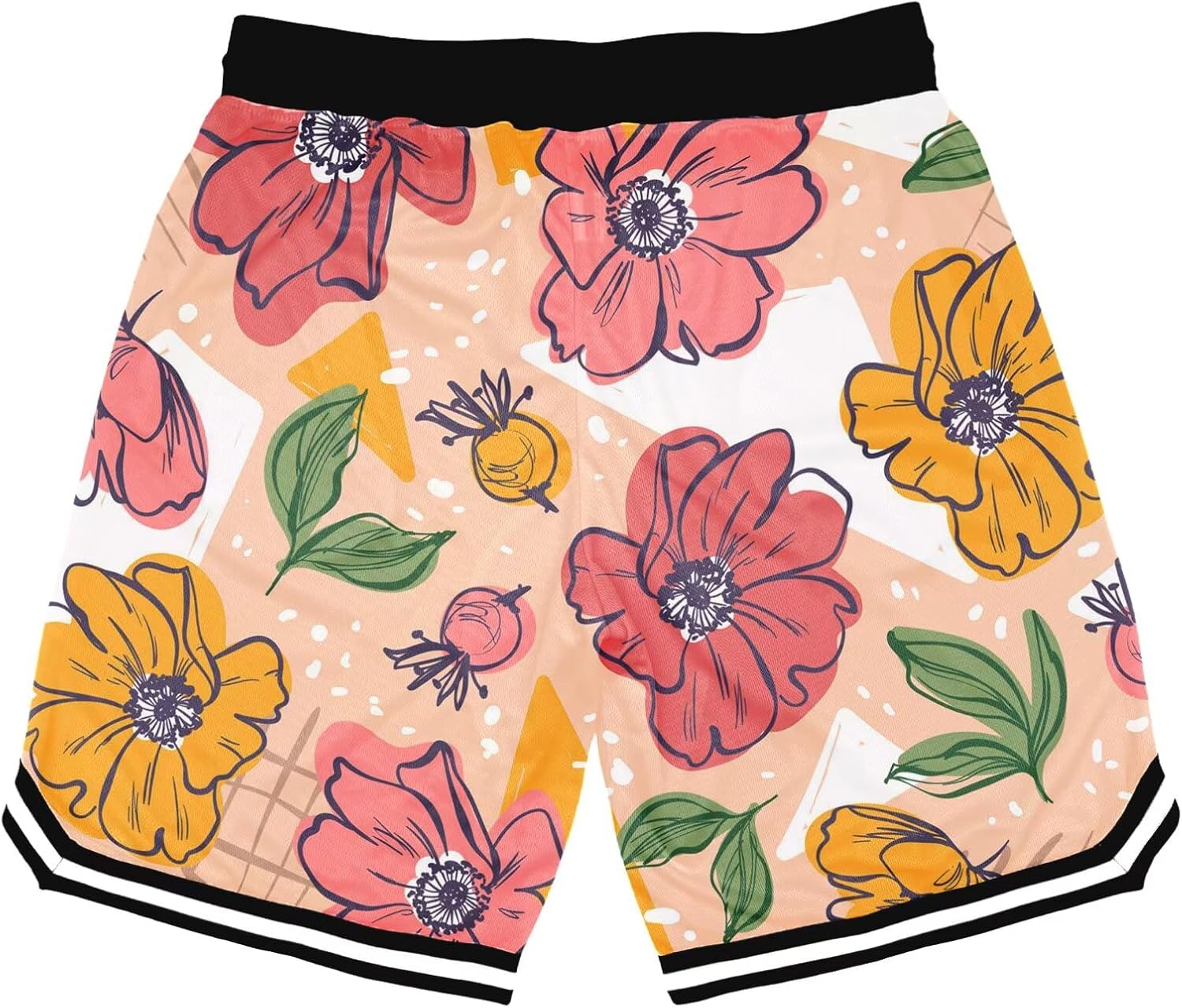 Mens Floral Print Basketball Shorts Lightweight Mesh Gym Shorts Graphic Sports Athletic Drawstring Short - Image 2