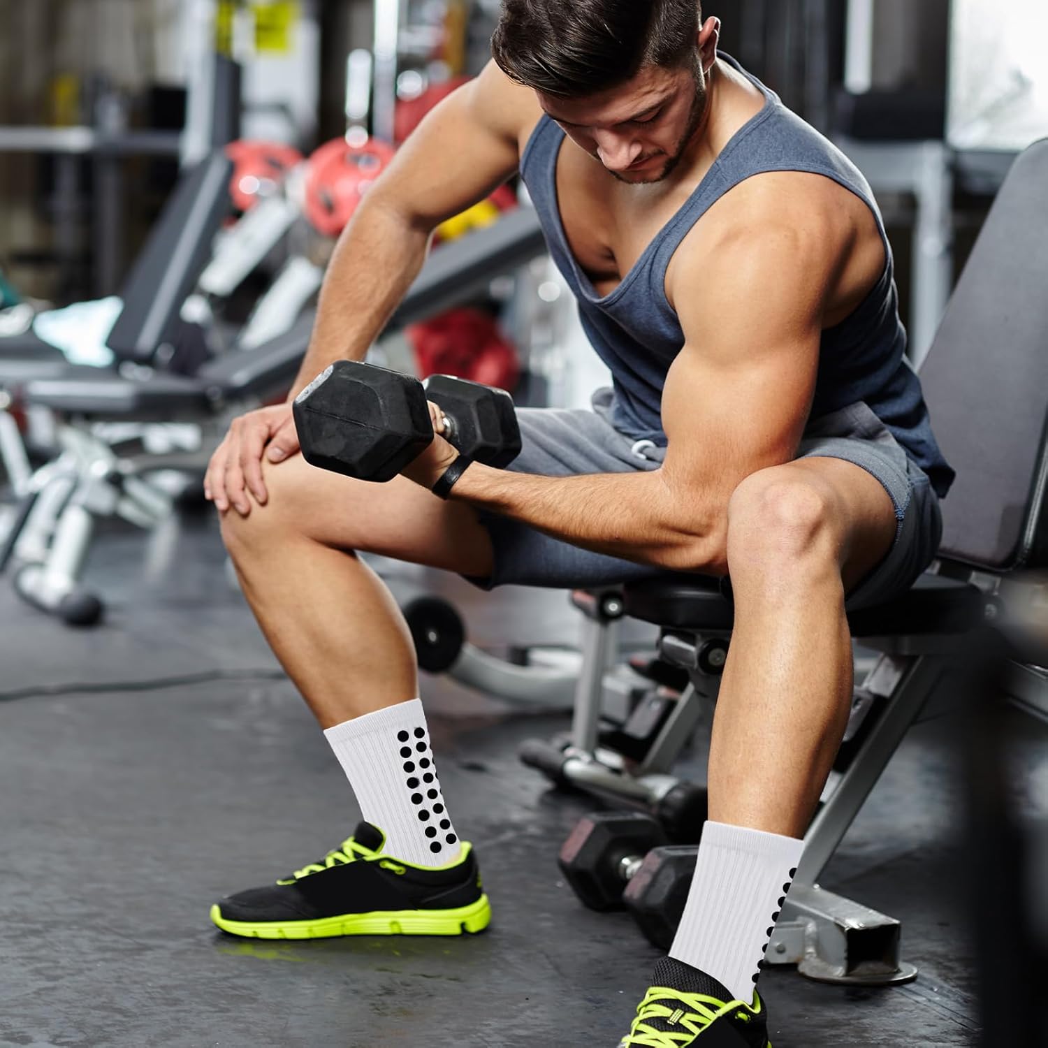 16 Pairs Grip Soccer Socks for Men Non Slip Sock with Anti Slip Grip Pads - Image 5