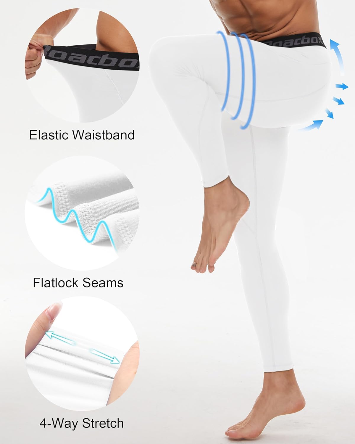 Roadbox Men’s Compression Pants Running Tights, Performance Sports Workout Leggings, Athletic Base Layer for Gym Basketball - Image 3