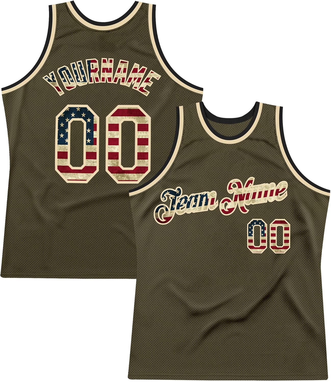 Custom Black Vintage USA Flag Crimson-Cream Gradient Fashion Basketball Jersey