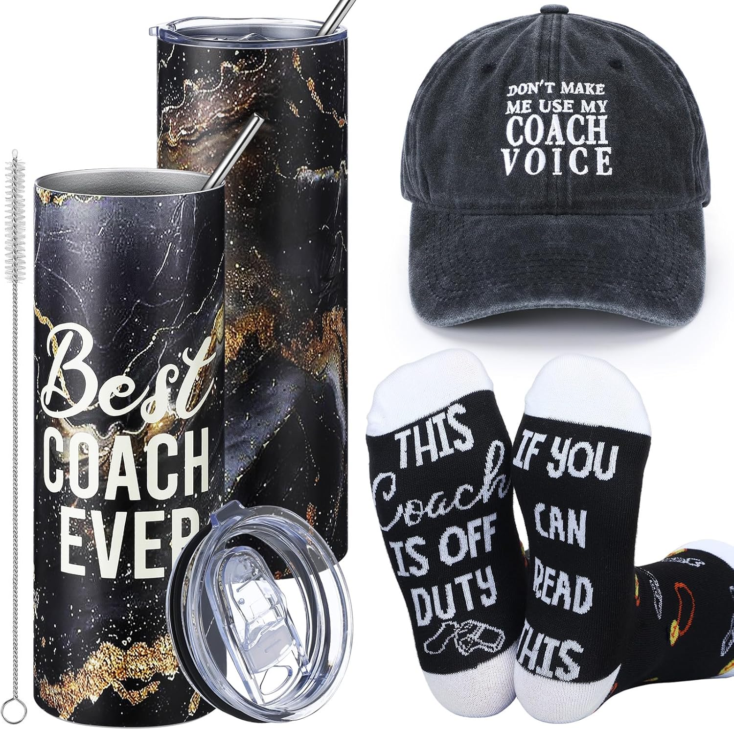 3 Pcs Coach Gift for Men Best Coach Ever Thank You Christmas Appreciation Gift Tumbler Sock Hat for Men Women Birthday Volleyball Soccer Baseball Football Basketball Tennis Swim Golf(Blue) - Image 7