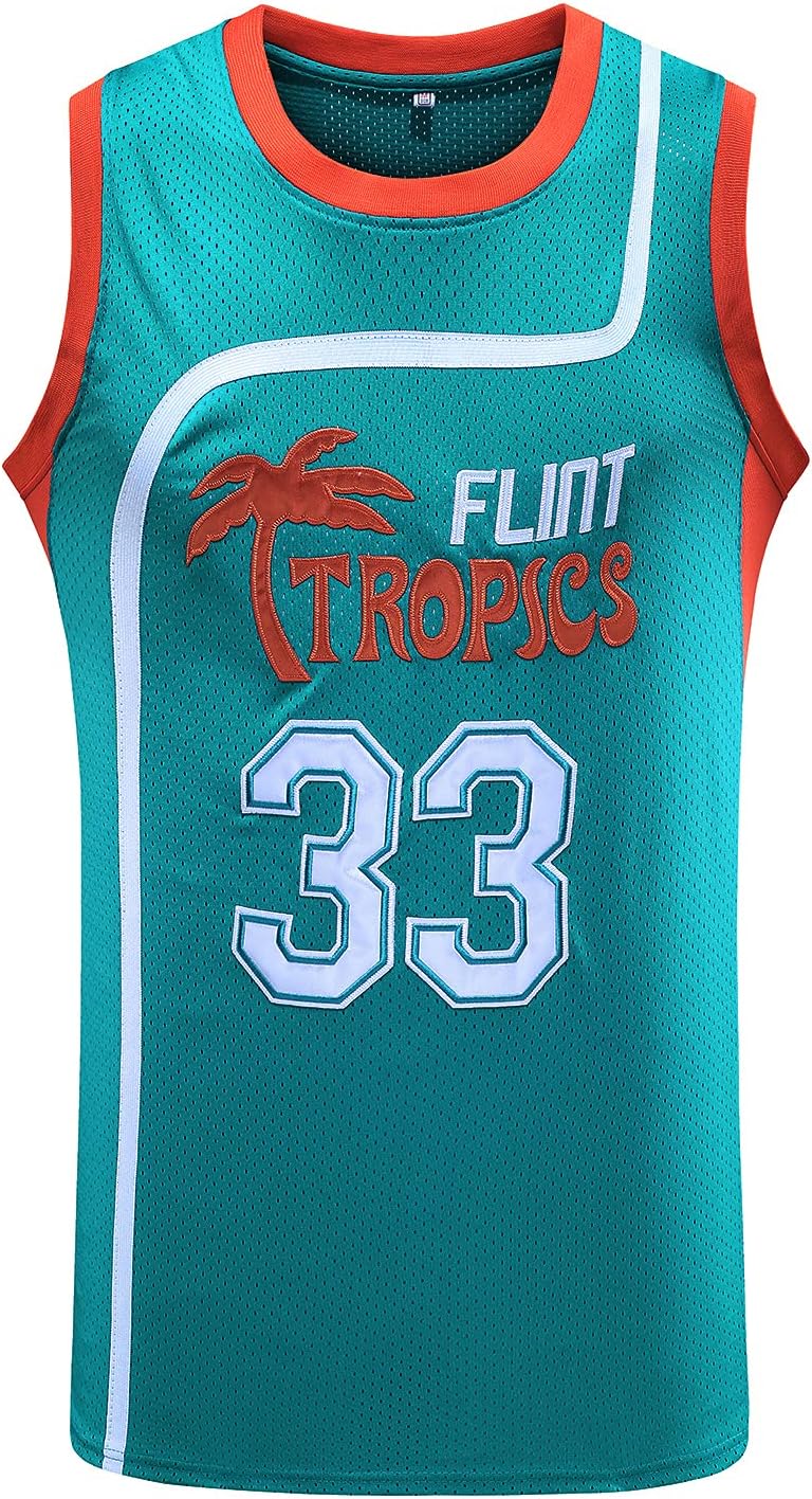 Jackie Moon 33 Coffee Black 7 Flint Tropics Semi Pro 90s Hip Hop Clothes for Party Men Basketball Jersey Green White - Image 8