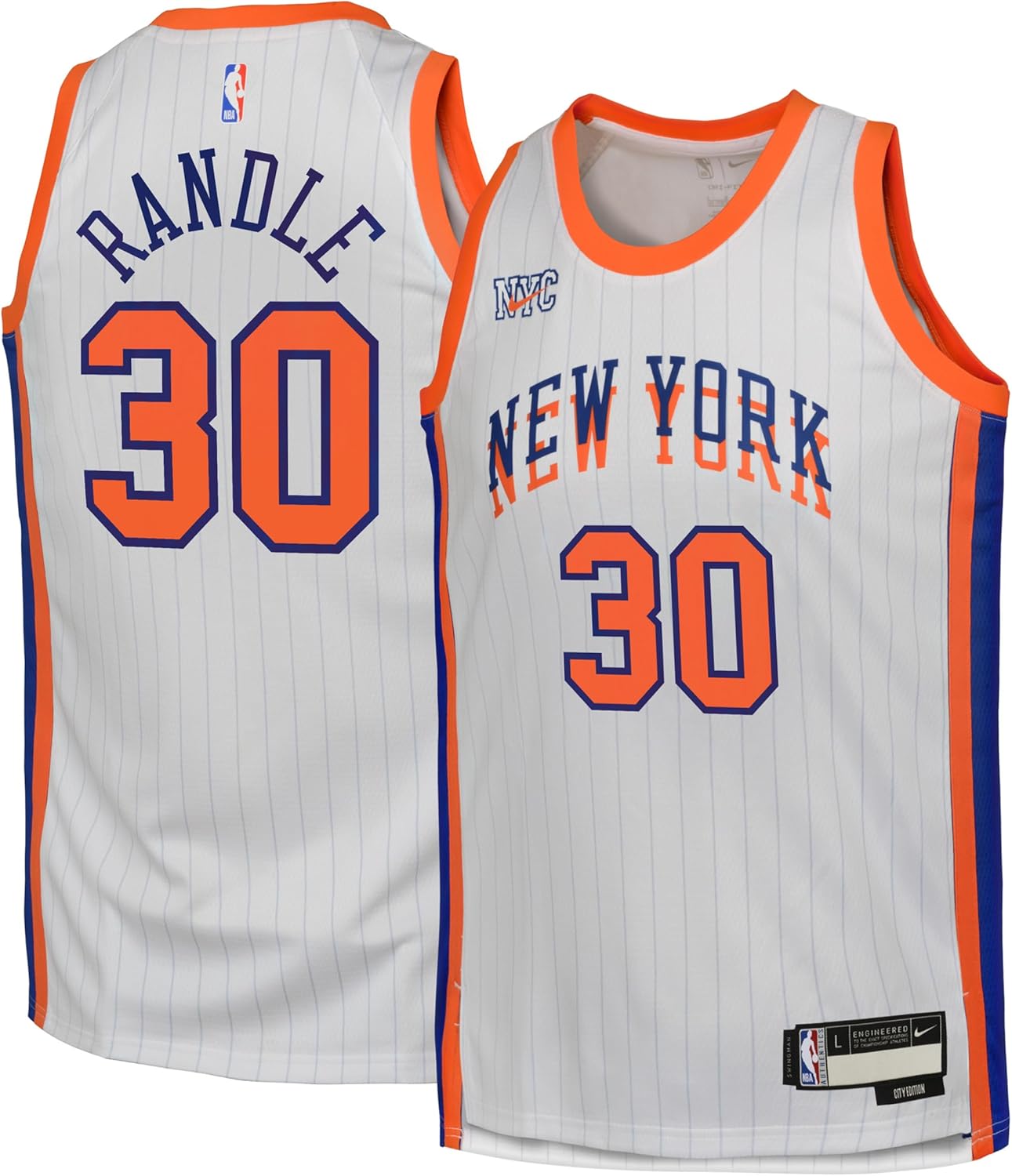Julius Randle New York Knicks NBA Nike Kids Youth 8-20 White City Edition Swingman Jersey