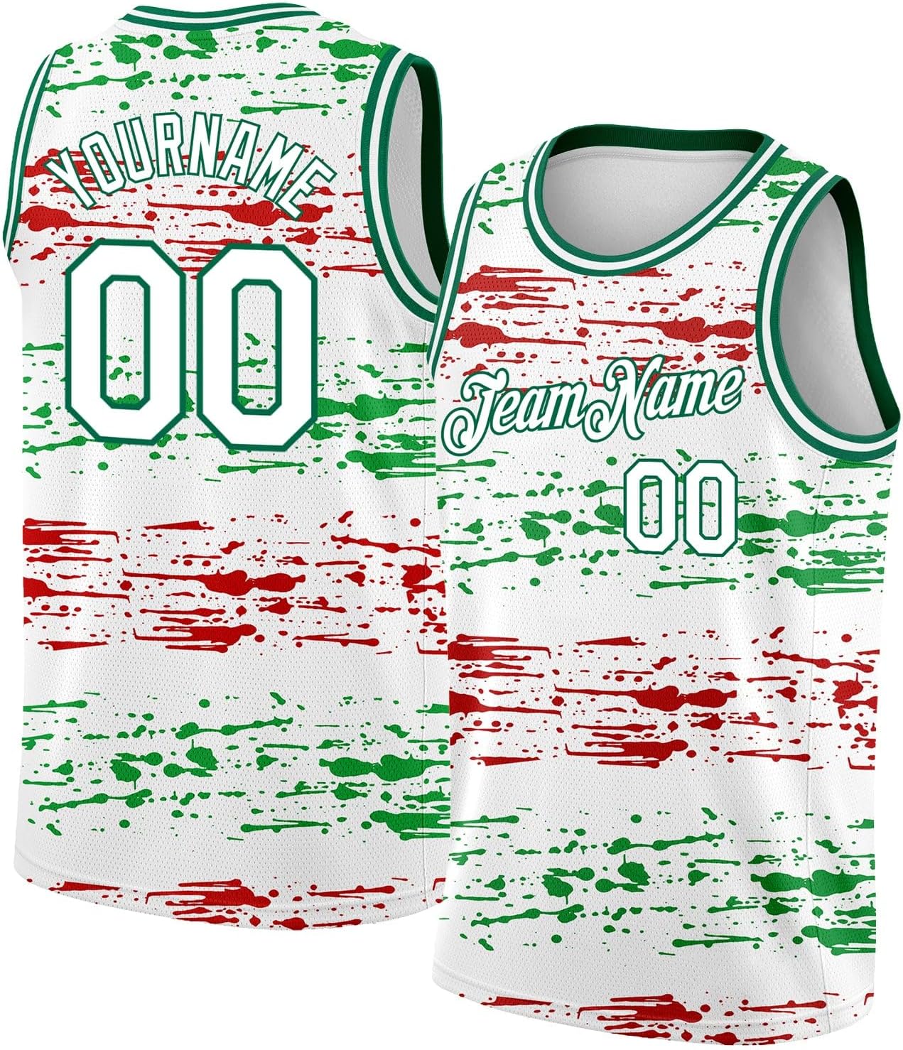 Custom Name Team Name Number Green Mexico Watercolored Splashes Authentic Basketball Jersey, Personalized Basketball Jersey - Image 10