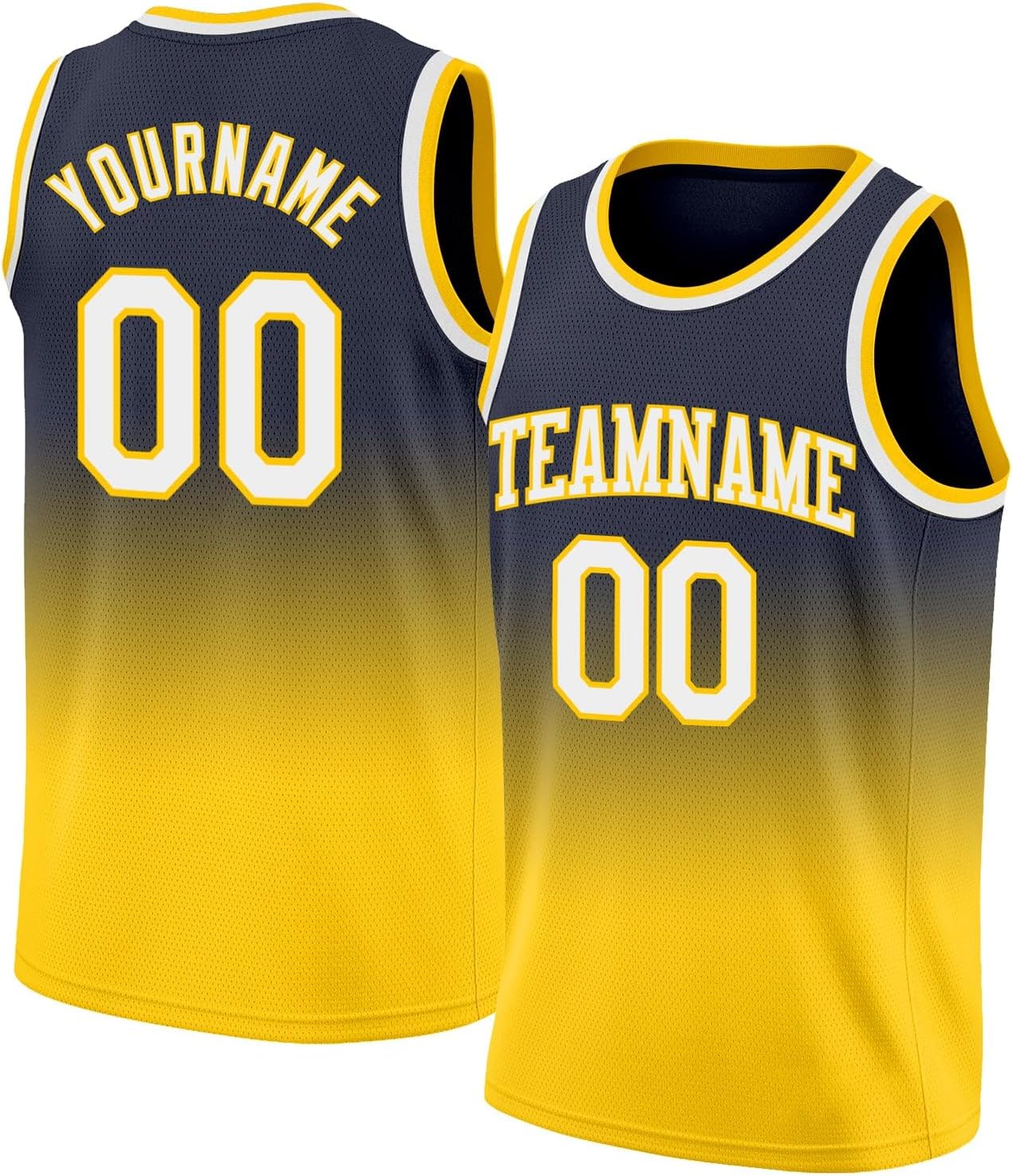 Custom Name Team Name Number Navy White-Gold Authentic Fade Fashion Basketball Jersey, Personalized Basketball Jersey - Image 7