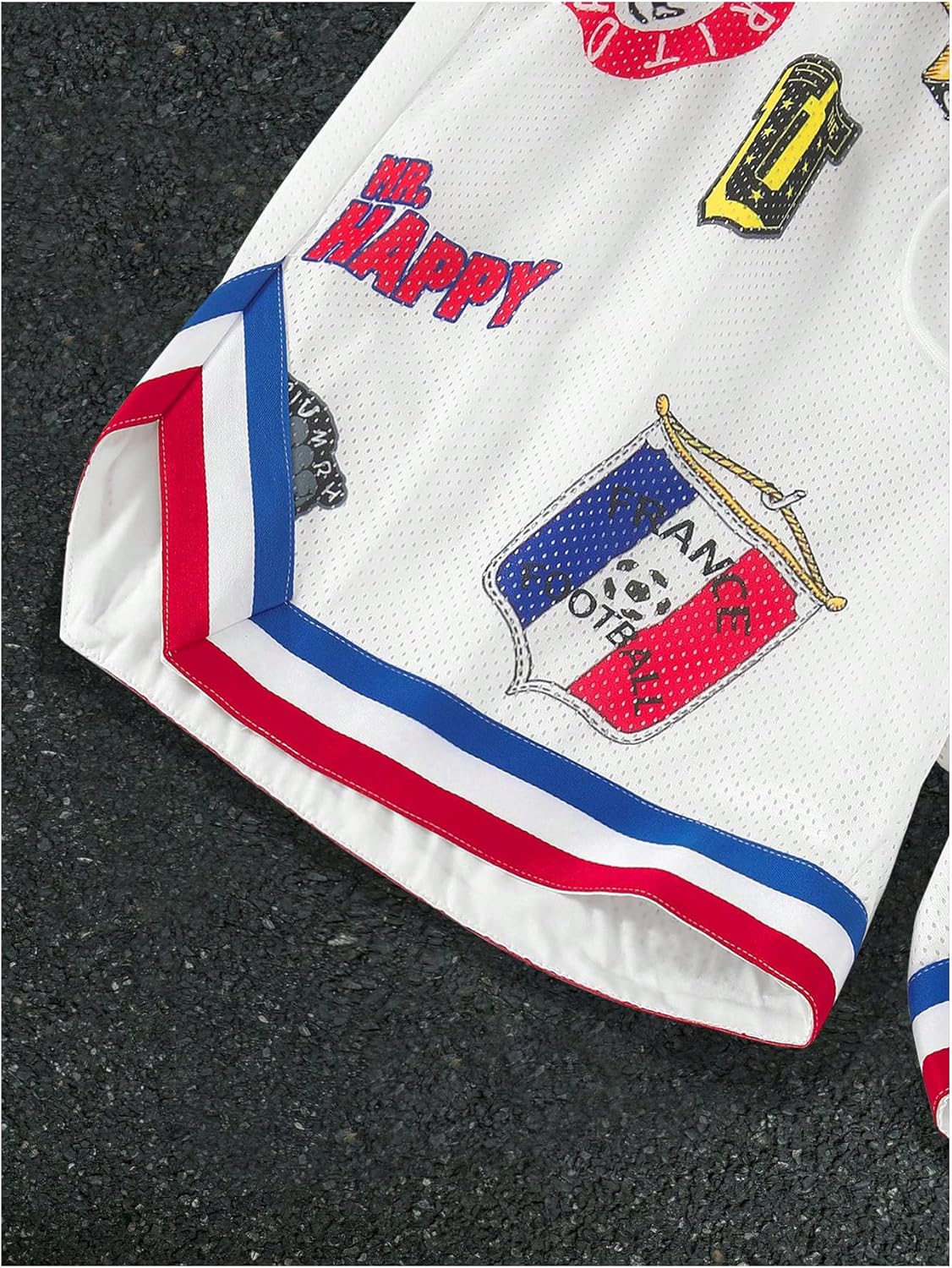 GORGLITTER Men's Graphic Basketball Shorts Y2K Striped Drawstring Waist Workout Drippy Shorts Streetwear - Image 4