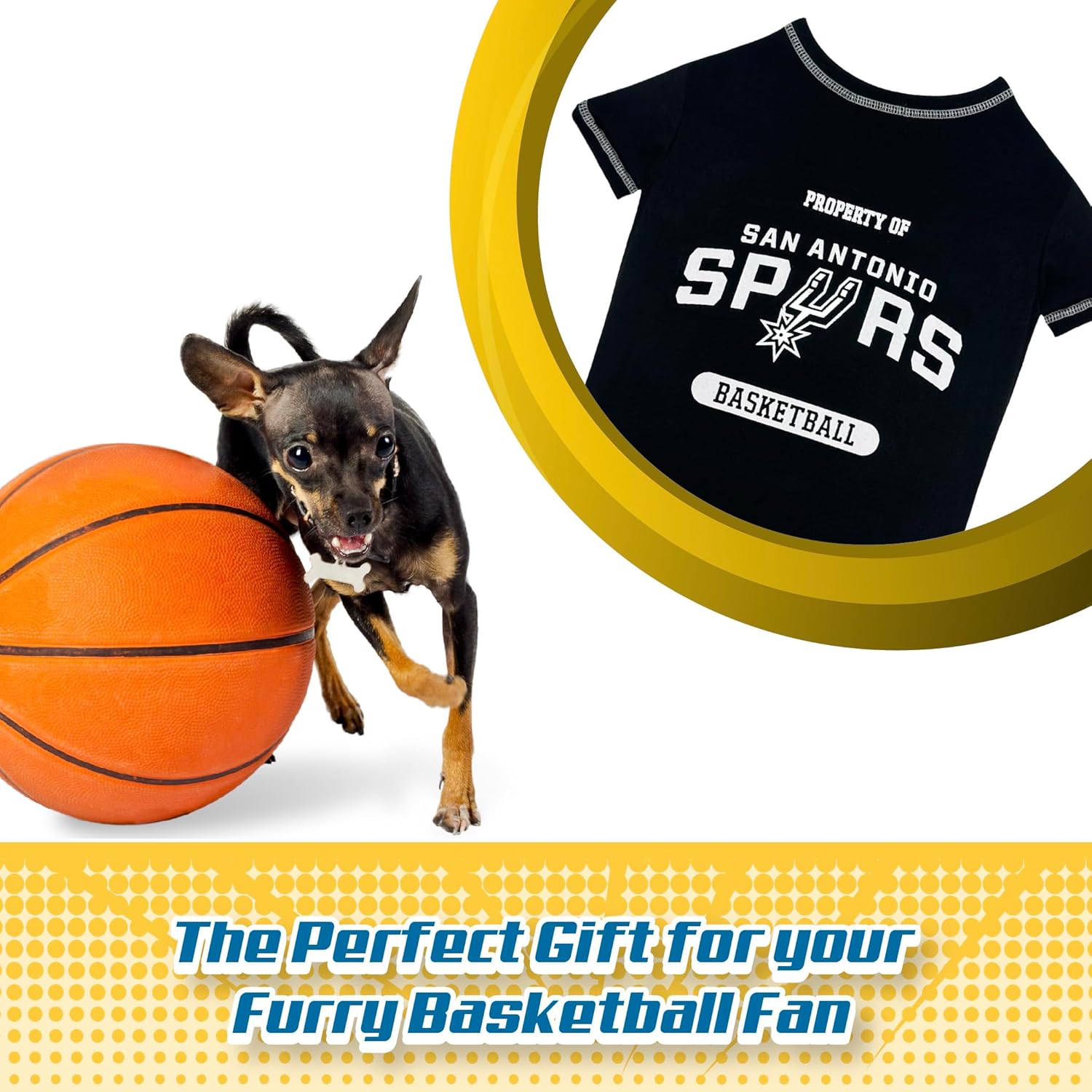 Pets First NBA Licensed Hoodies & T-shirt for Dogs & Cats, SAN Antonio Spurs, Medium - Image 3
