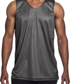 Mens Reversible Basketball Jersey Premium Moisture Wicking Mesh Tank Top