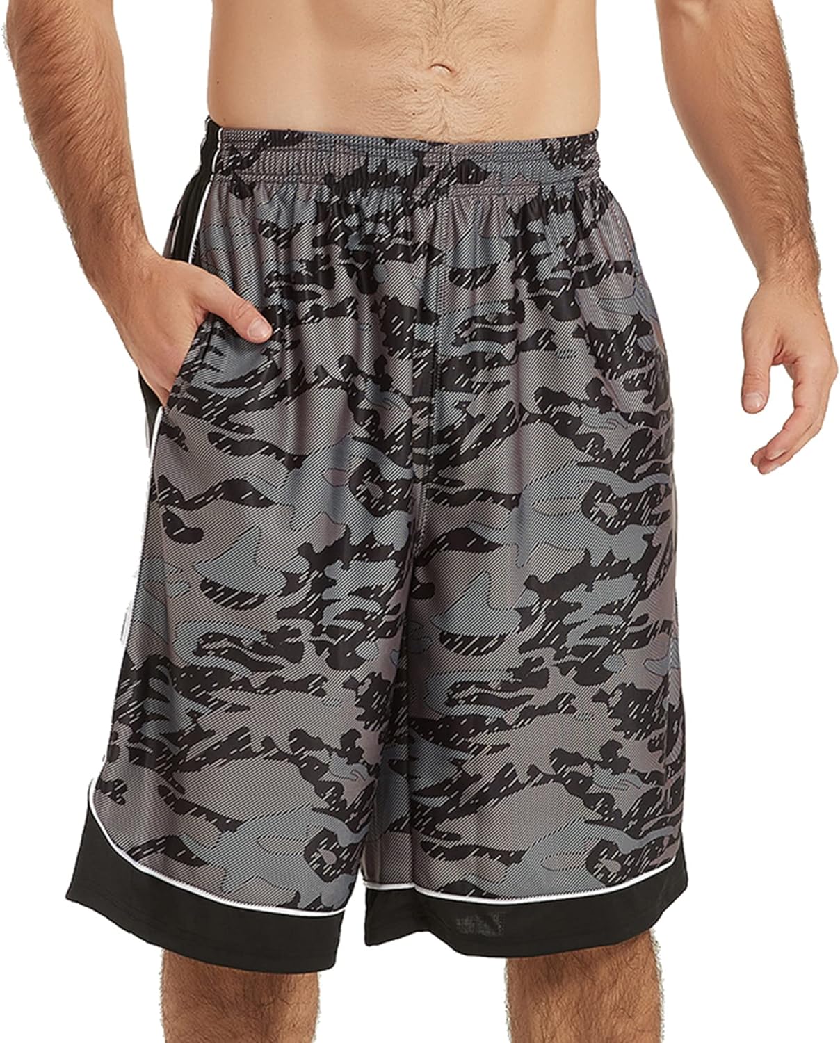 Men's Long Athletic Shorts Basketball Gym Quick Dry Camo Shorts with Pockets - Image 10