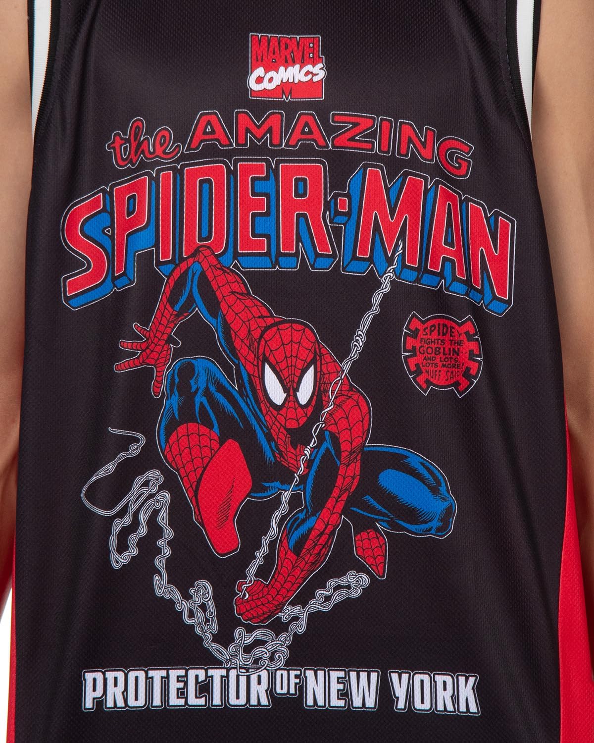 Marvel Spider-Man Basketball Jersey Men's Protector of New York Athletic Gym Tank Top - Image 2