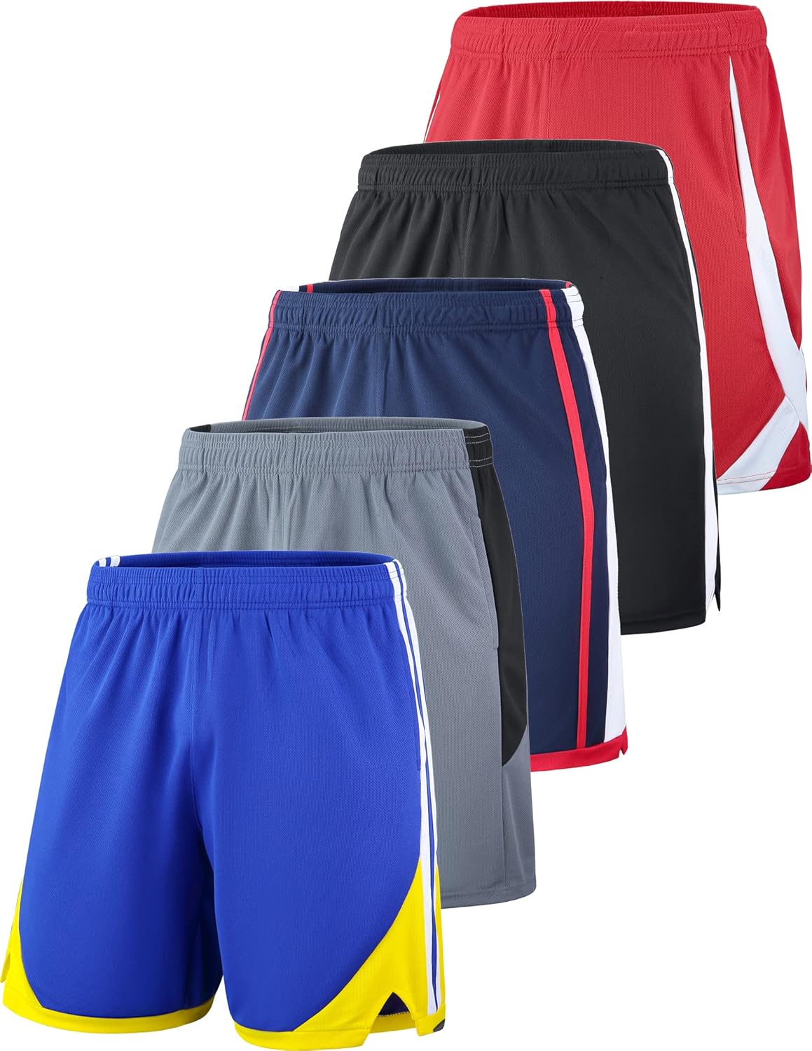 Liberty Imports 5 Pack Men's Quick Dry Athletic Basketball Shorts 9" Inseam with Pockets, Activewear for Workout Gym Running - Image 8