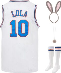 Mens Basketball Jersey #1 Bugs #10 Lola Space Movie Jersey Sets Hip Hop Sports Shirt for Halloween Party