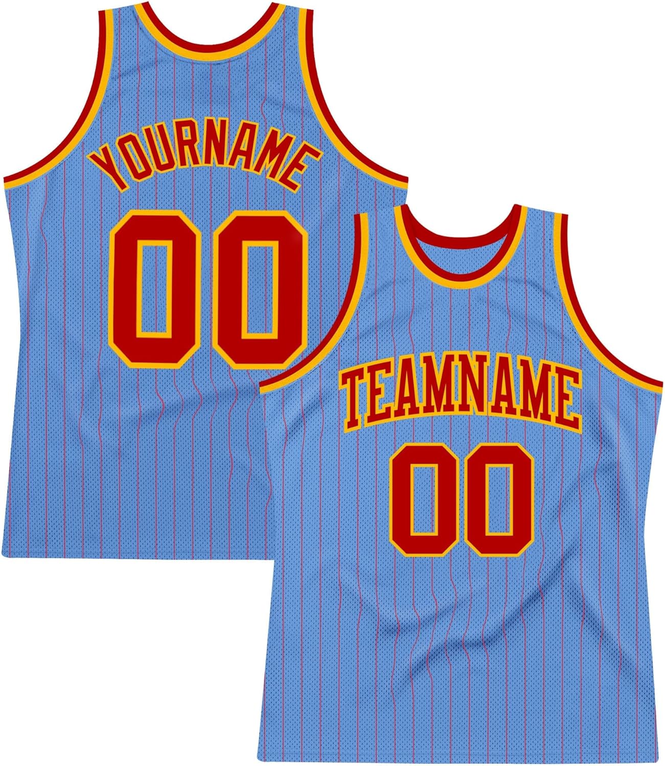 Custom Name Team Name Number Light Blue Red Pinstripe Red-Cream Authentic Basketball Jersey, Personalized Basketball Jersey - Image 10