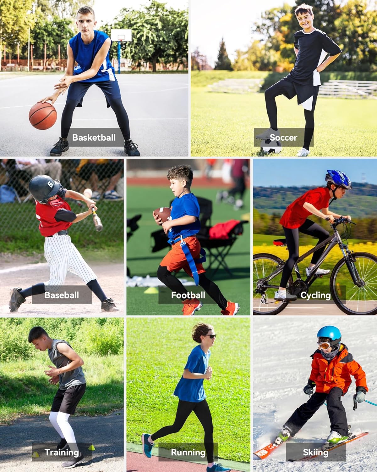 Blueleaf Boy's Compression Leggings Youth Athletic Tights Basketball Baseball Football Pants Quick Dry Sports Base Layer - Image 6