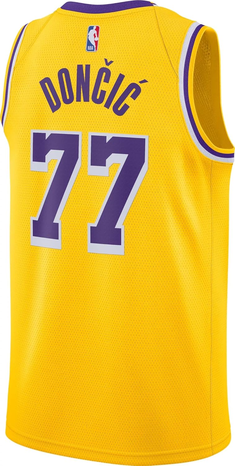Luka Doncic Los Angeles Lakers NBA Kids Youth 8-20 Yellow Gold Icon Edition Swingman Jersey - Image 3