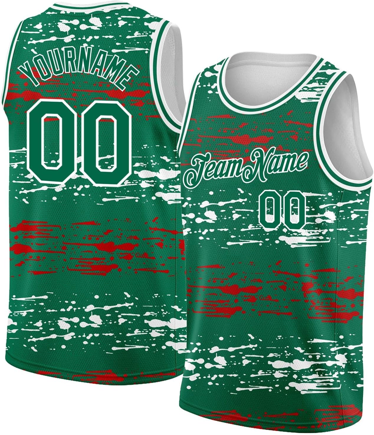 Custom Black Kelly Green-Red Throwback Basketball Jersey - Image 20