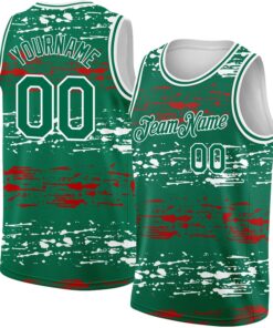 Custom Name Team Name Number Green Mexico Watercolored Splashes Authentic Basketball Jersey, Personalized Basketball Jersey
