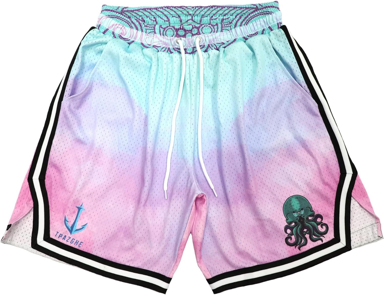 Men Basketball Shorts Graphic Mesh Drawstring Retro Sport Workout Gym Running Athletic Shorts - Image 22
