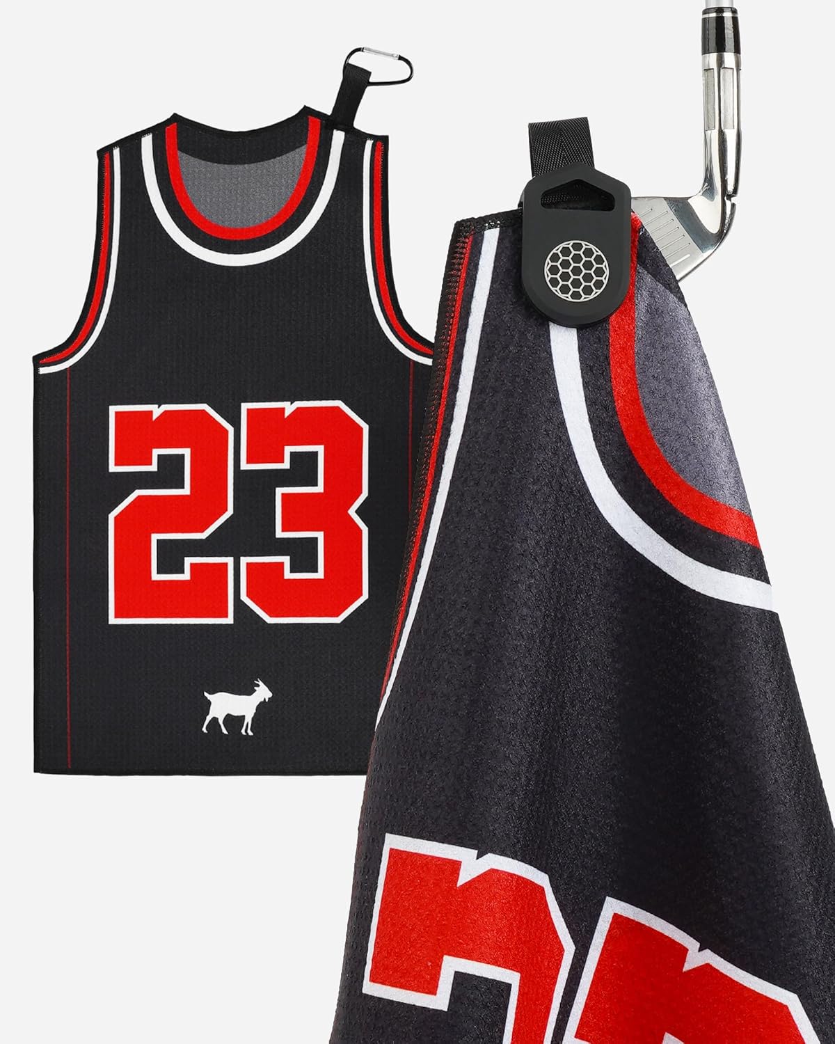 BIG TEETH Golf Towels for Golf Bags, Magnetic Golf Towel with Clip, Funny Golf Towel Basketball Jerseys Shapes, Sports Style (Red NO.23 Magnetic) - Image 8