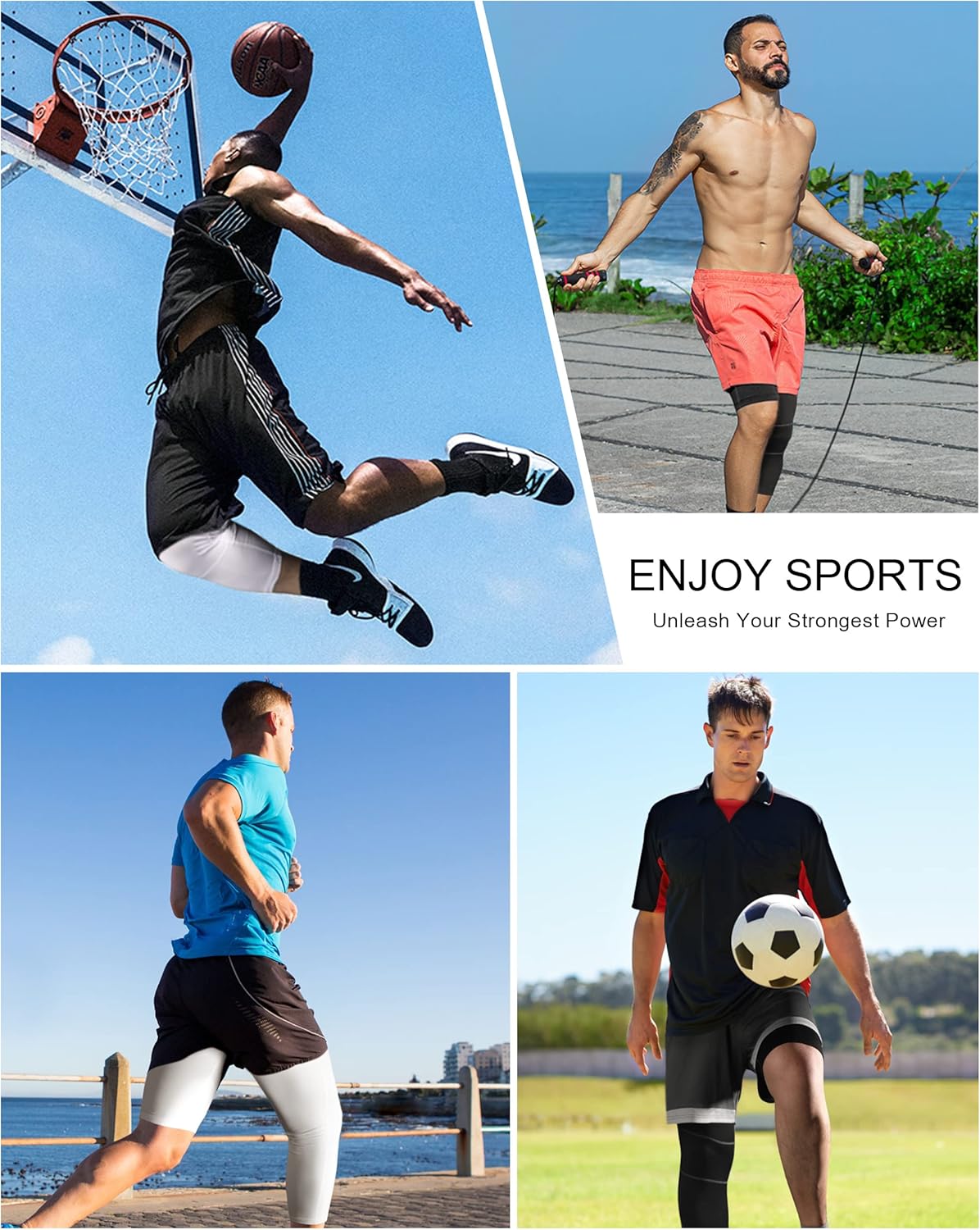 Roadbox Men's One Leg Compression Tights Pants, 3/4 Basketball Football Single Leg Leggings, Athletic Base Layer Underwear - Image 6