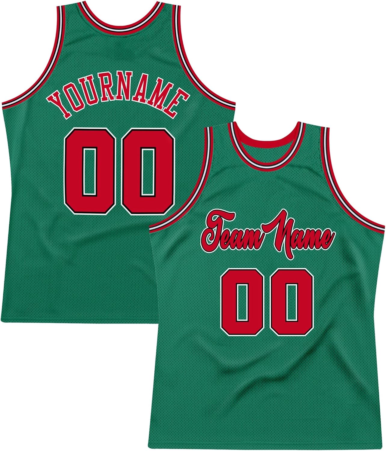 Custom Black Kelly Green-Red Throwback Basketball Jersey - Image 16