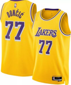 Luka Doncic Los Angeles Lakers NBA Kids Youth 8-20 Yellow Gold Icon Edition Swingman Jersey