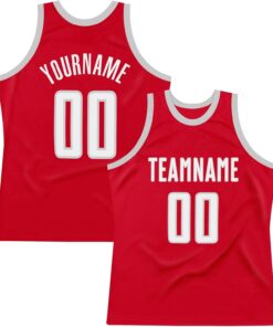 Custom Name Team Name Number Red Green-White Authentic Throwback Basketball Jersey, Personalized Uniform Basketball Shirt