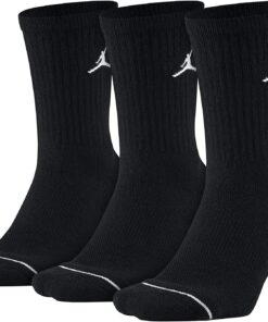 Nike Unisex Jordan Jumpman Crew Socks (3 Pack) Black/Black/Black (Men's Shoe Size 8-12)