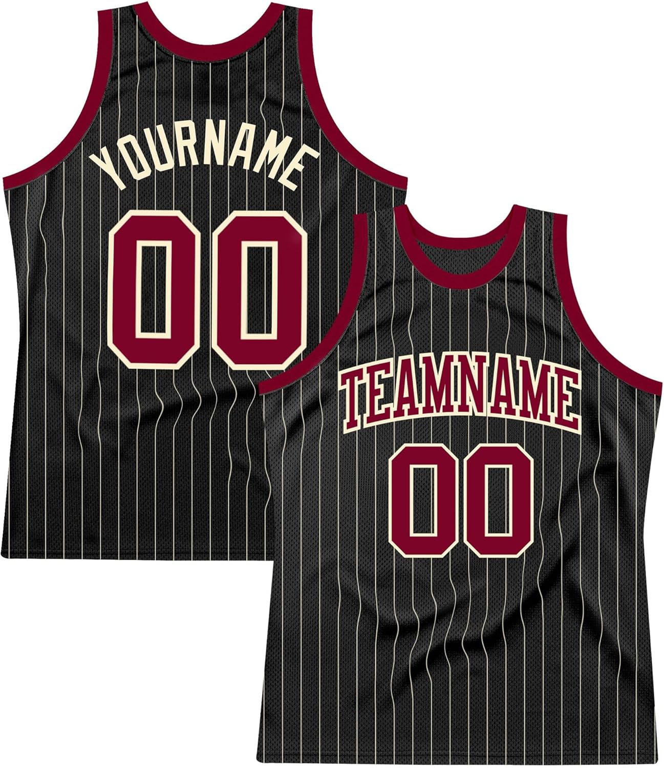 Custom Name Team Name Number Black Cream Pinstripe Camo Authentic Basketball Jersey, Personalized Uniform Basketball Shirt