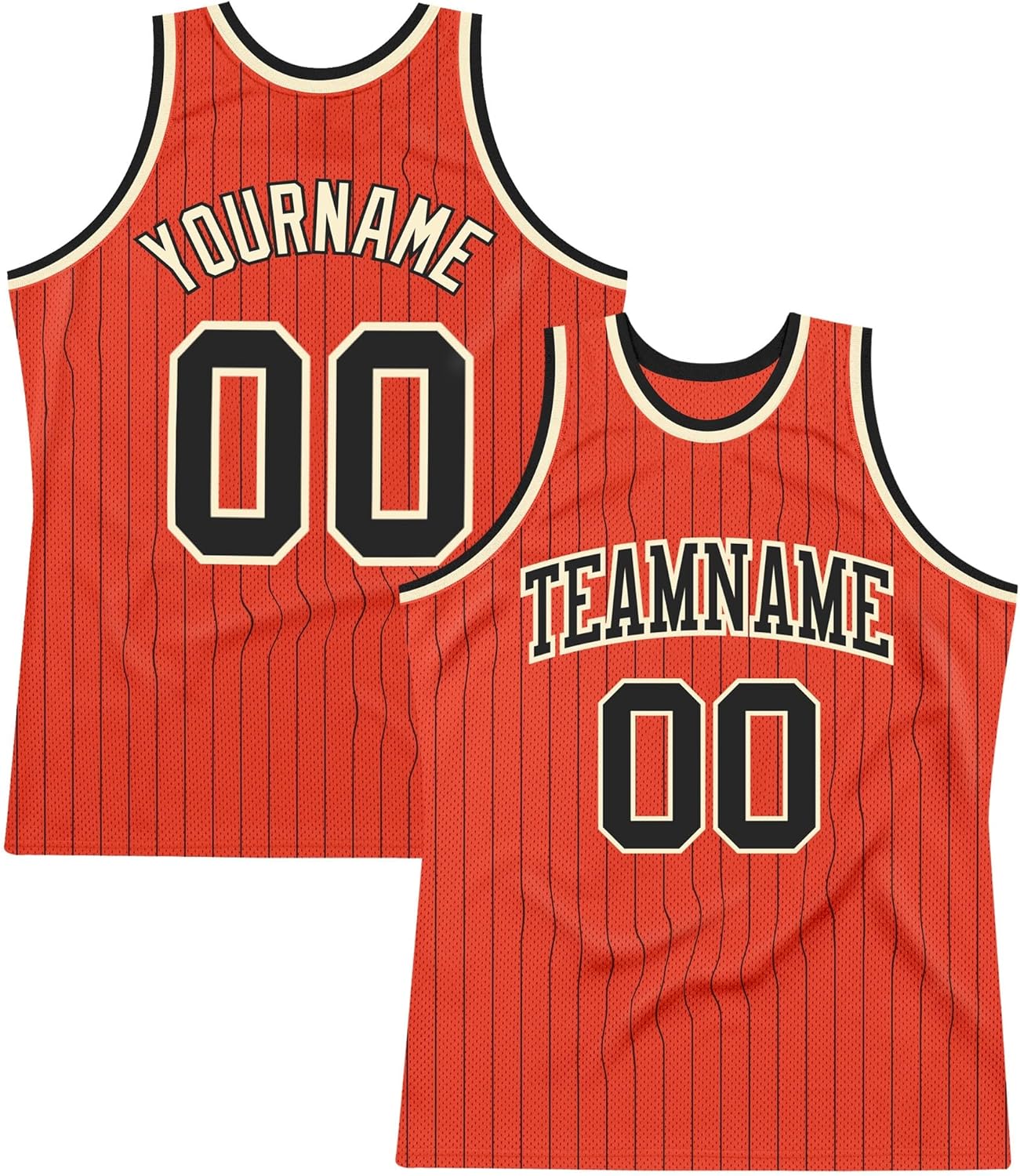 Custom Name Team Name Number Orange Black Pinstripe Green Authentic Basketball Jersey, Personalized Uniform Basketball Shirt - Image 11