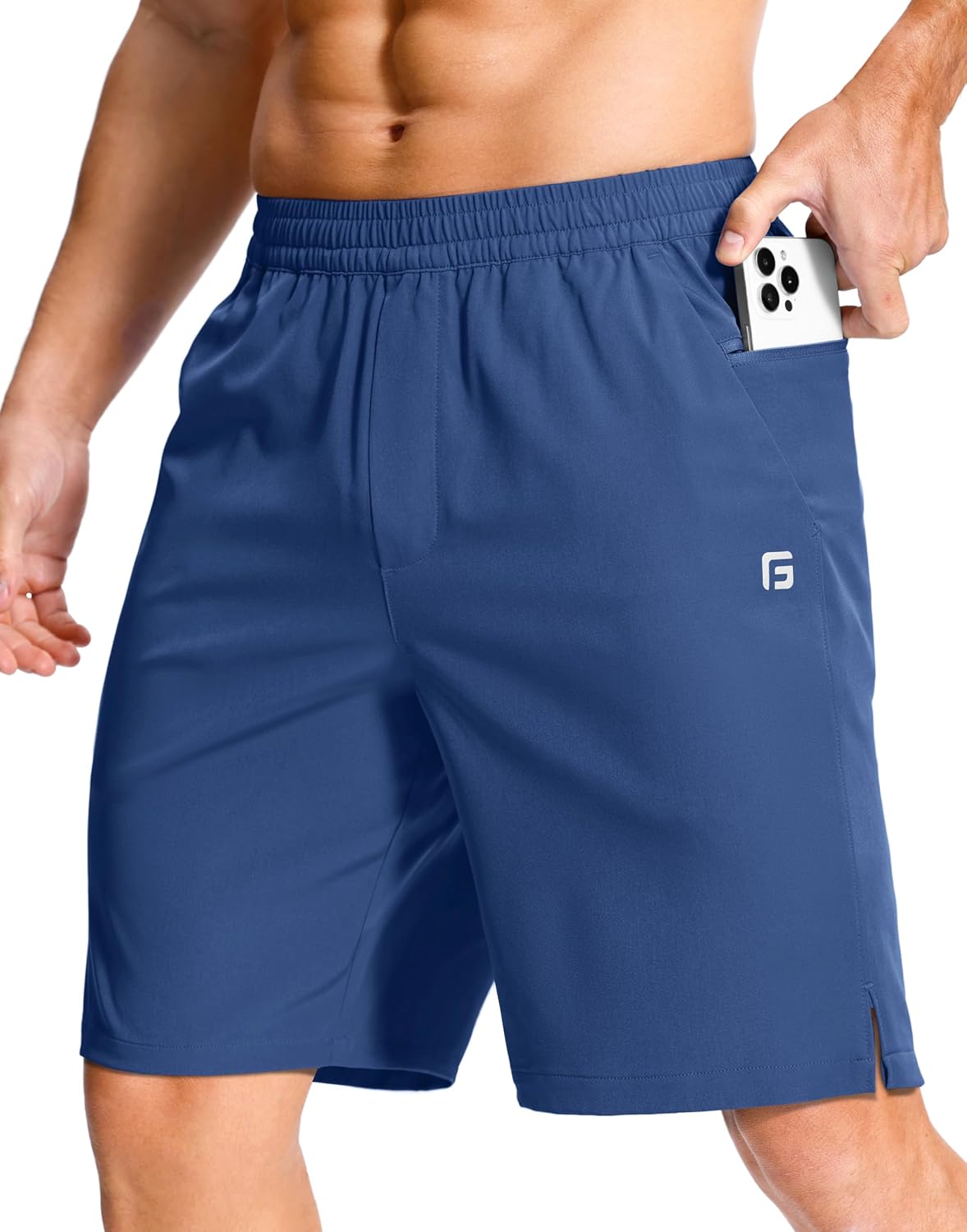GGJ Men's Lightweight Athletic Shorts with Zipper Pockets 7"/5"/9" Gym Workout Running Quick Dry Tennis Shorts for Men - Image 49