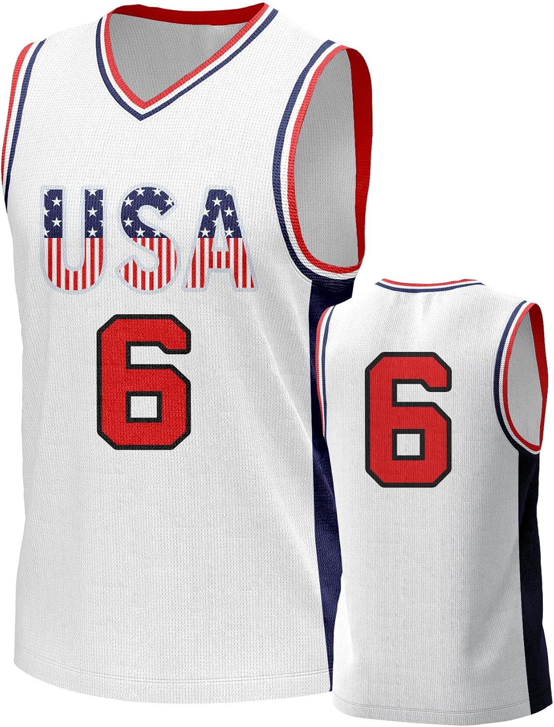 Men's USA Basketball Jersey White Black Tank Number America Flag Basketball Uniform Red White Blue Top for Sports Training - Image 14