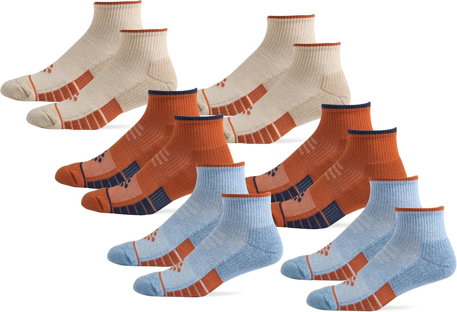 TRUEENERGY®: 6 Pack Men's Socks HIGH IMPACT CUSHION QUARTER SOCK (Large, 10-14.5) - Image 8